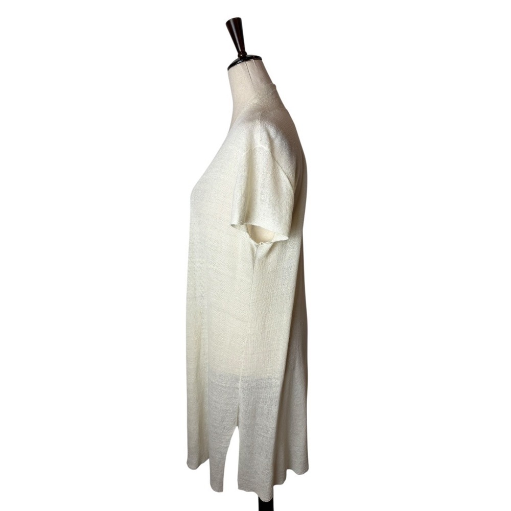 Eileen Fisher‎ Sweater Women Medium Ivory Hemp Blend Open Front Cardigan Mature - Picture 7 of 9
